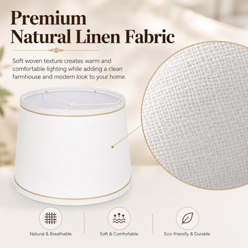 drum Fabric White lamp shades Set of 2 for table lamps