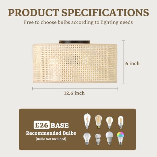 13Inch Boho Semi Flush Mount Ceiling Light