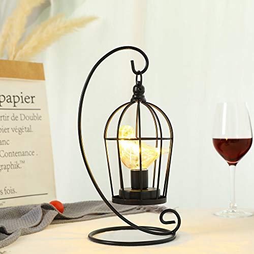 Birdcage Bulb Decorative Lamp Battery Operated 13" Tall Cordless Accent Light with Warm White Fairy Lights Bird Bulb for Living Room Bedroom Kitchen Wedding Xmas