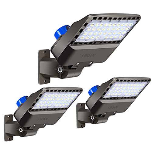 3 Pack 150W Dusk to Dawn LED Parking lot Flood Light for Building (3 Count)