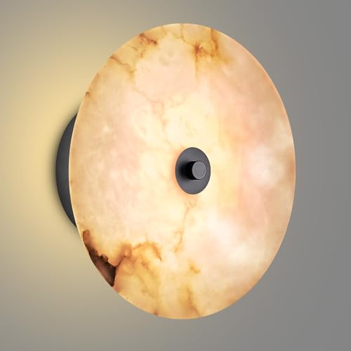 9.84 Inch Round Natural Alabaster Wall Sconce Marble Stone Light Decor for Wall