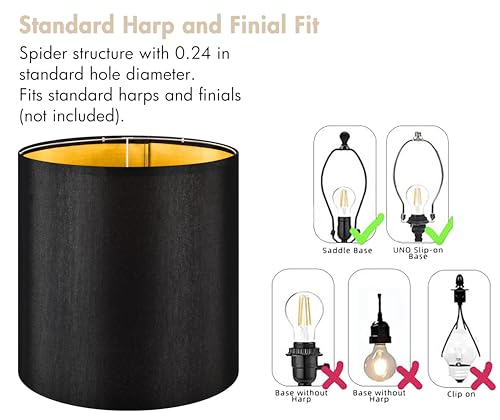 14x14x15 Inch Large Tall Drum Lamp Shades Set of 2 (2 Count)