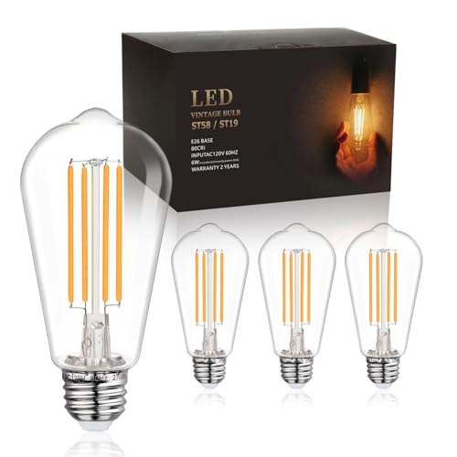 4Pack ST58 19 Vintage LED Edison Bulbs (4 Count)