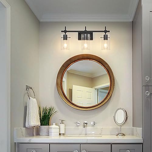 3 Lights Black Vanity Lights for Bathroom Wall Light Fixtures Bathroom Light Fixtures Over Mirror Bath Vanity Light Black