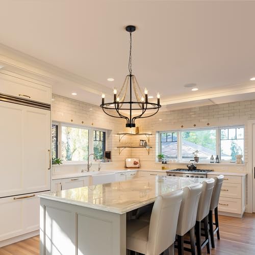 6 Light Wagon Wheel Chandelier