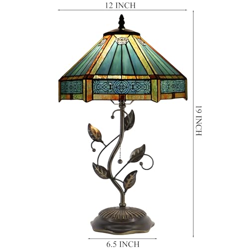 Tiffany Lamp Stained Glass Table Bedside Reading Light W12H19 inch