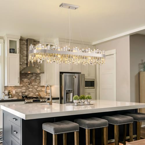Modern Rectangle Crystal Chandelier for Dining Room