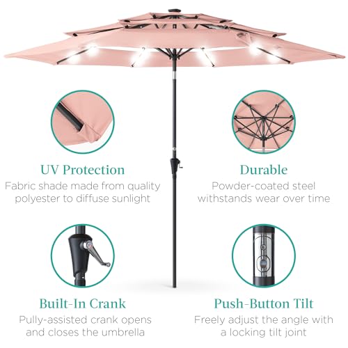 10ft 3 Tier Solar Patio Umbrella