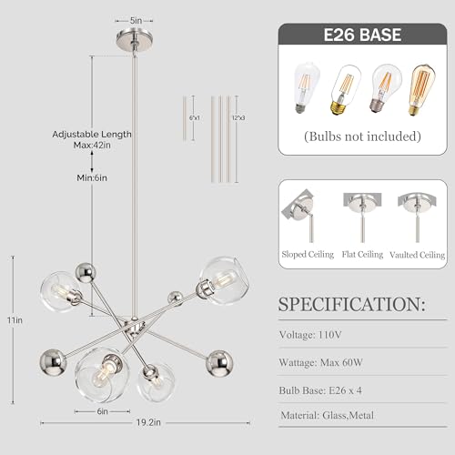 19.2 Inch Sputnik Modern Chandelier