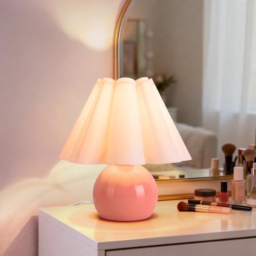 Pink Small Bedside Mini Table Lamp for Bedroom