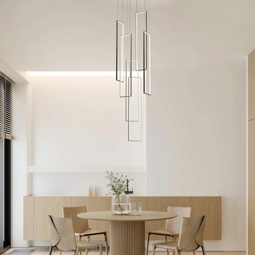 Modern Rectangle LED Chandelier for High Ceilings