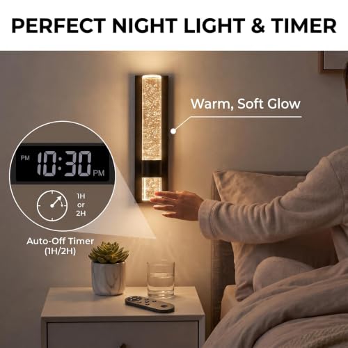 Bubble Crystal Wireless Rechargeable Wall Sconce Set of 2