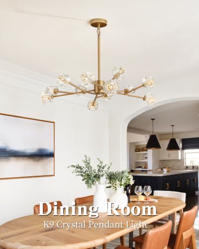 Gold Sputnik Chandeliers for Dining Room Light Fixture Over Table
