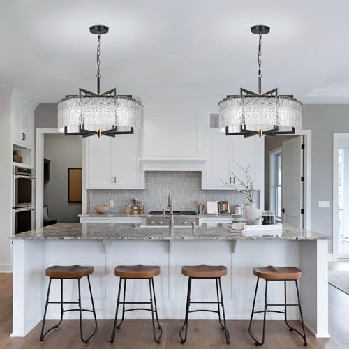 Modern Black Crystal Chandeliers Glass Dining Room Light Fixture