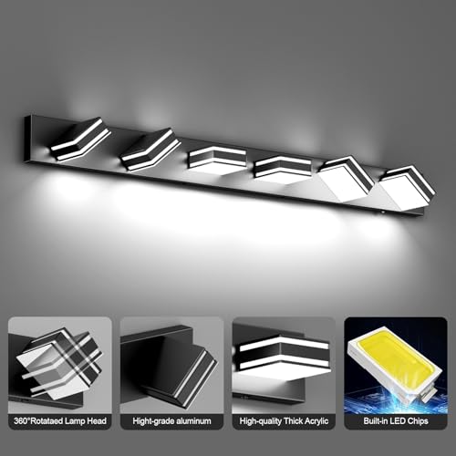 48inch Black Bathroom Vanity Light with 5 Color Temperatures
