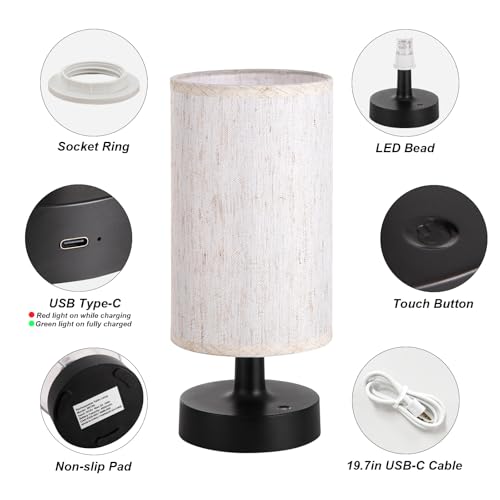 Small Cordless Table Lamp with 4000mAh Rechargeable Battery