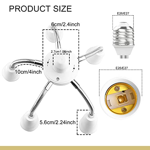 6 in 1 E26 E27 Light Socket Splitter
