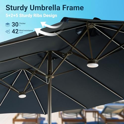 15 Ft Umbrella Outdoor Patio Solar Lights With Base