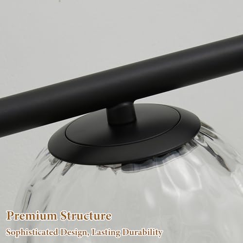 Black 5 Light LED Modern Hammered Glass Globe Bathroom Vanity Light