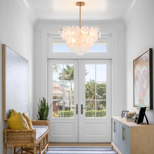 Dia 28 Inch Modern Glass Chandeliers for Bedroom
