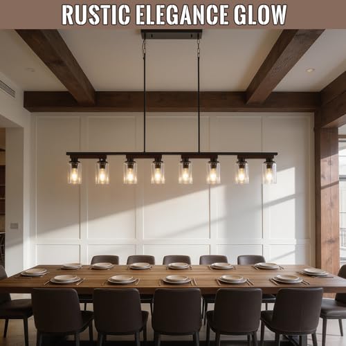8 Light Black Linear Chandelier
