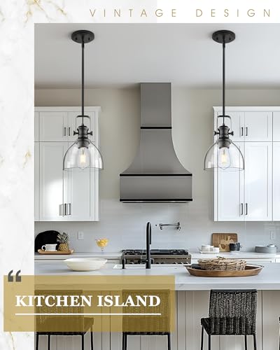 7.5" 2 Pack Black Pendant Lights Kitchen Island