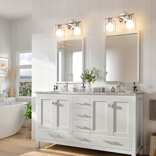Modern Brushed Nickel 14.2 Inch Bathroom Vanity Light Fixtures