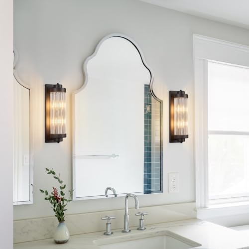 Black Wall Sconces with Crystal Glass Strip Bathroom Sconces Modern Wall Lights for Bedroom Living Room Hallway Wall Light Fixtures