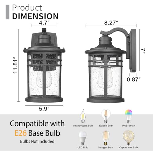 Dusk to Dawn Outdoor Porch Wall Light