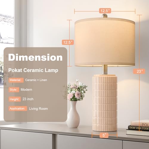 23" Pink Ceramic Table Lamps Set of 2