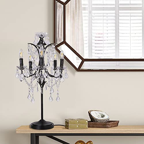 5 Light Farmhouse Tranditional Crystal Table Lamp