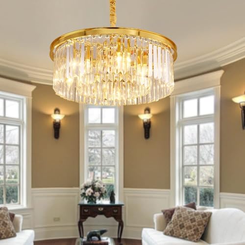 Gold Crystal Chandeliers Modern Contemporary Ceiling Lights Fixtures Pendant Lighting Dining Room Living Room Chandelier D21.6