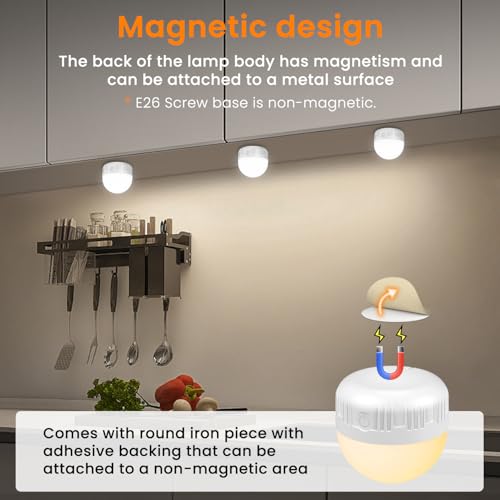1PC Rechargeable Light Bulbs with Remote Control Timer and 3 Color Temperature Rechargeable Battery Operated Light Bulb