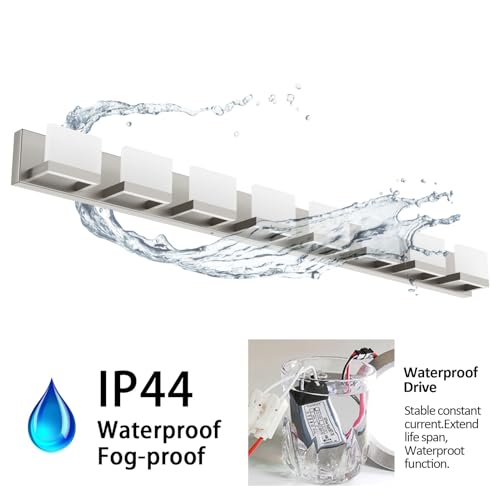 8 Lights LED Modern Vanity Light Brushed Nickel Bathroom Lighting Fixture Up and Down Bathroom Wall Light Over Mirror