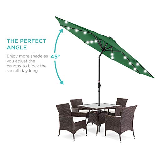 10ft Solar Polyester LED Lighted Patio Umbrella w (10 Feet)