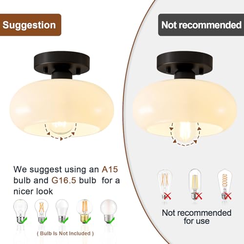 Mid Century Modern Black Semi Flush Ceiling Light 8.66 Inch