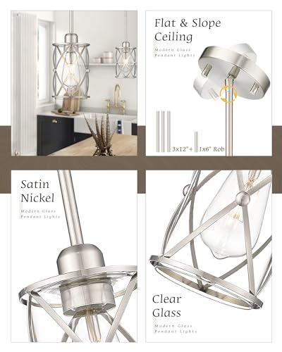 Brushed Nickel Pendant Lights Kitchen Island 3 Pack (3 Count)