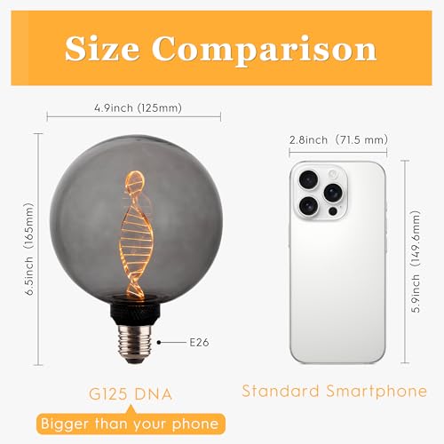 Unique Decorative Light Bulb Dimmable LED Low Lumen E26 Smoke G125
