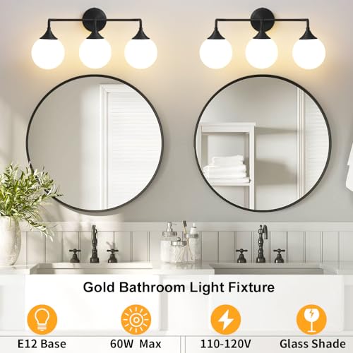 Black Bathroom Light Fixtures Over Mirror Vanity 3 (3 Count)