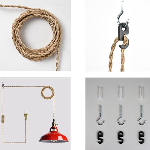 Plug in Pendant Light Vintage Red Barn Shade