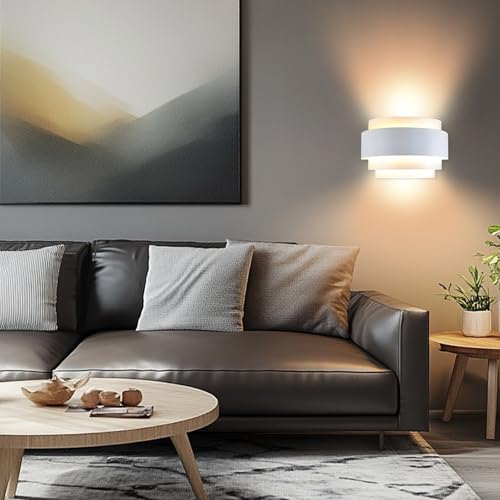 Modern Wall Sconce Indoor Wall Light Fixture Half Moon Metal Wall Lamp White for Stair Hallway Home Theatre Bedroom