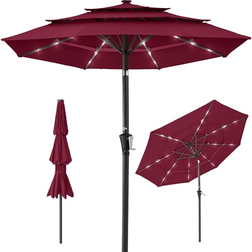 10ft 3 Tier Solar Patio Umbrella