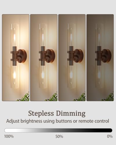 Walnut Wireless Battery Operated Wall Sconces with Remote Control
