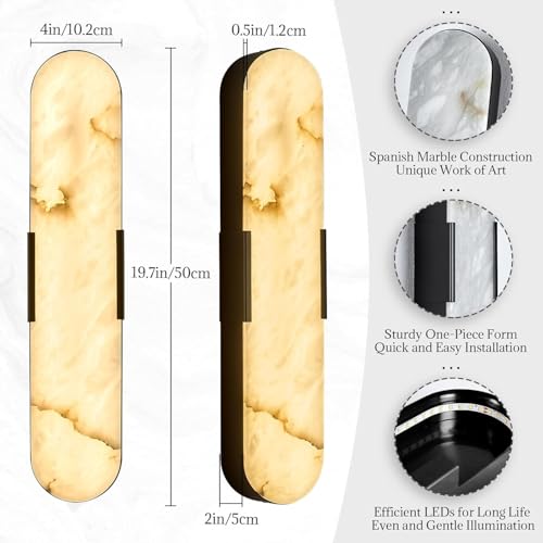 Alabaster wall Sconce 19.7in Dimming Black 4 Pcs