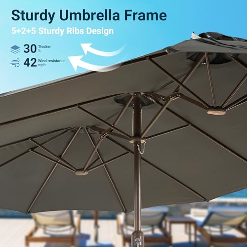 15 Ft Double Head Umbrella Outdoor Patio With Base
