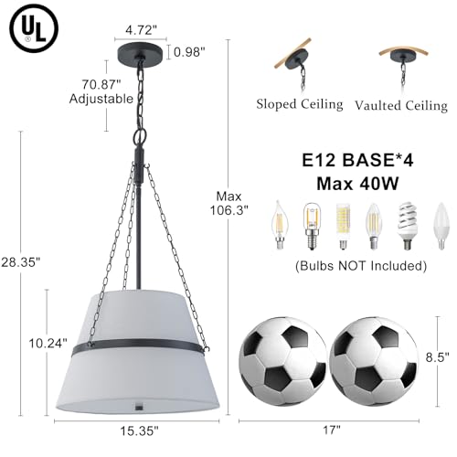 15.35" Black Drum Chandelier