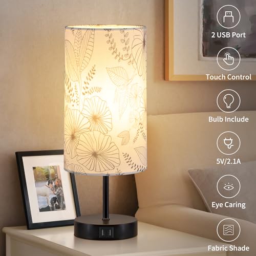 Bedside Touch Lamp with 2 USB Ports