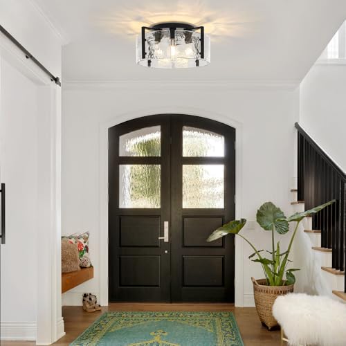 Modern Black Semi Flush Mount Ceiling Light 4 Lights Ceiling Lamp