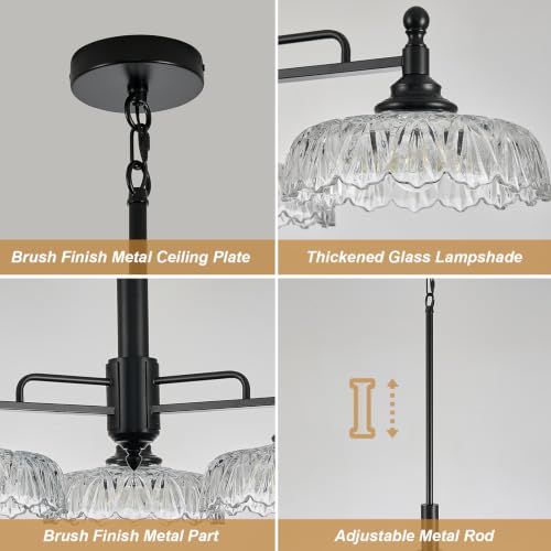 Chandeliers Black Modern Pendant Lighting Fixtures 3 Lights Chandelier Clear Glass Hanging Lamp for Island Dining Room Living Room