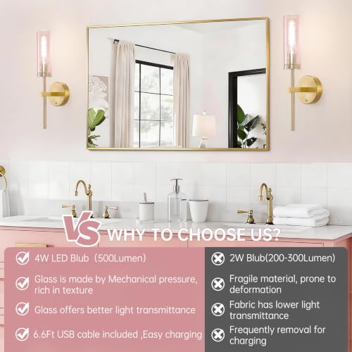 Battery Operated Wall Sconces Set of 2 (2 Count)
